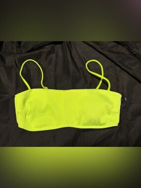 Hollister Neon Yellow Ribbed Bikini Top